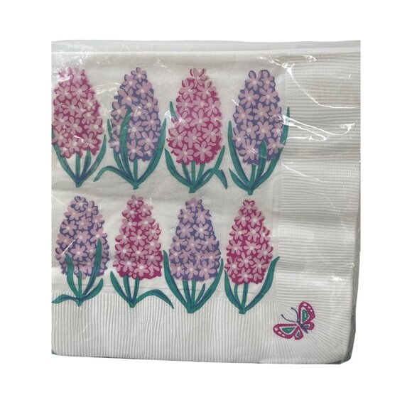 Vintage 15 Rust Craft Luncheon Napkins Flowers Hyacinth Butterfly Estate NEW NOS - Picture 1 of 4
